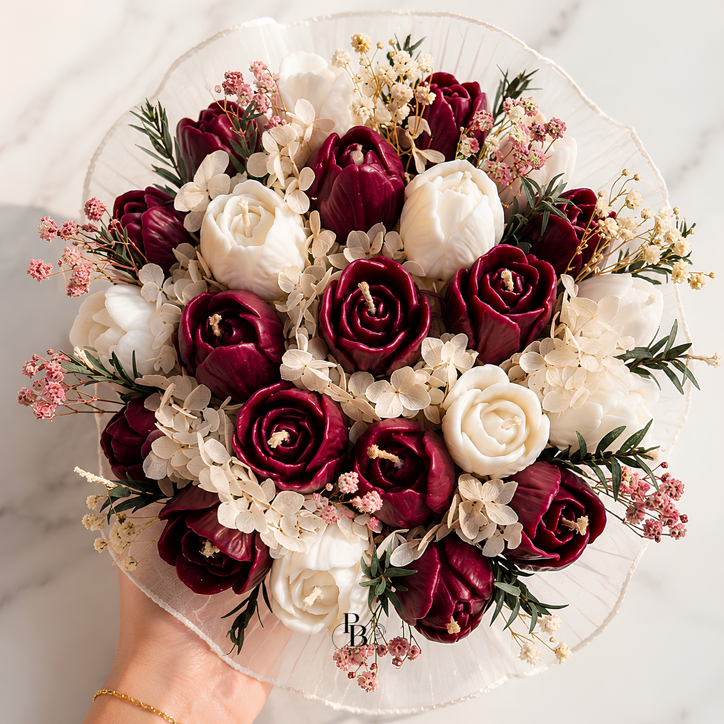 Velvet Ivory Bloom™ Candle Bouquet