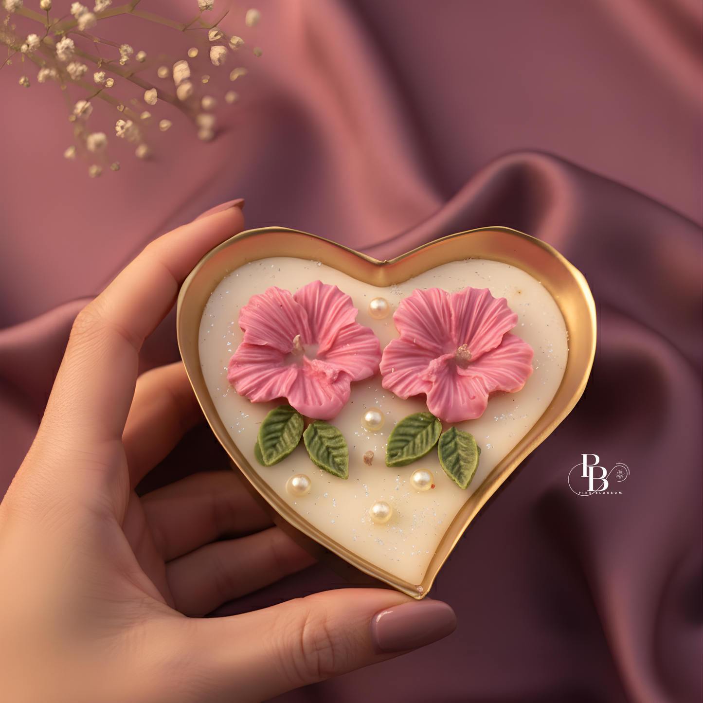 Luxury Floral Heart Urli Candle | Handcrafted Decorative Wax Candle for Home Décor & Gifting