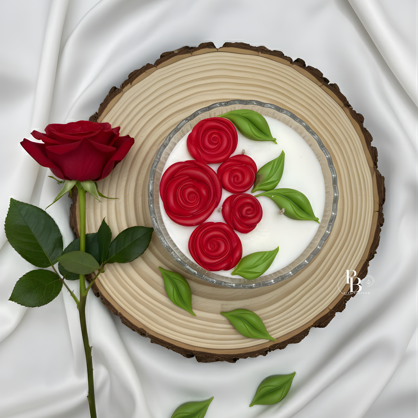 Valentine’s Day Rose Candle in Glass Bowl | Handcrafted Floral Scented Candle for Romantic Gifting