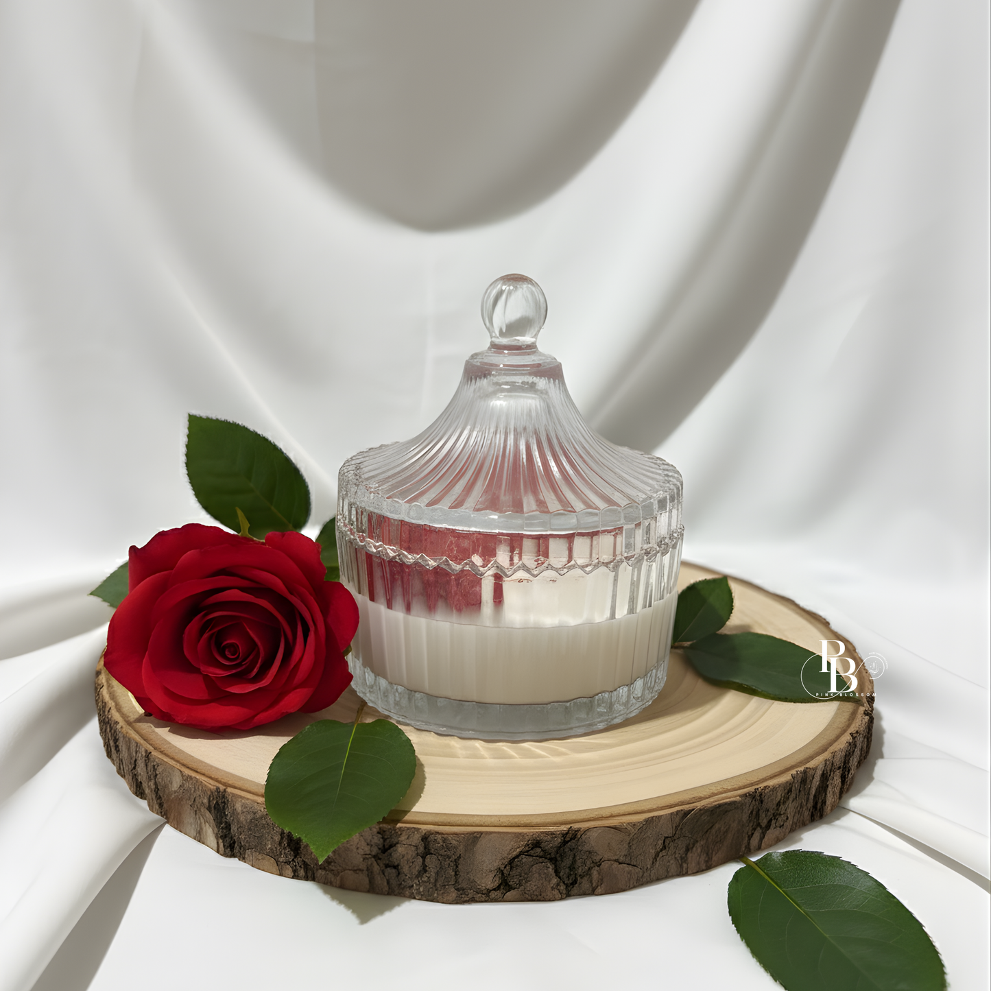 Luxury Red Rose Floral Candle in Glass Jar | Handmade Romantic Scented Candle for Gifting & Home Décor