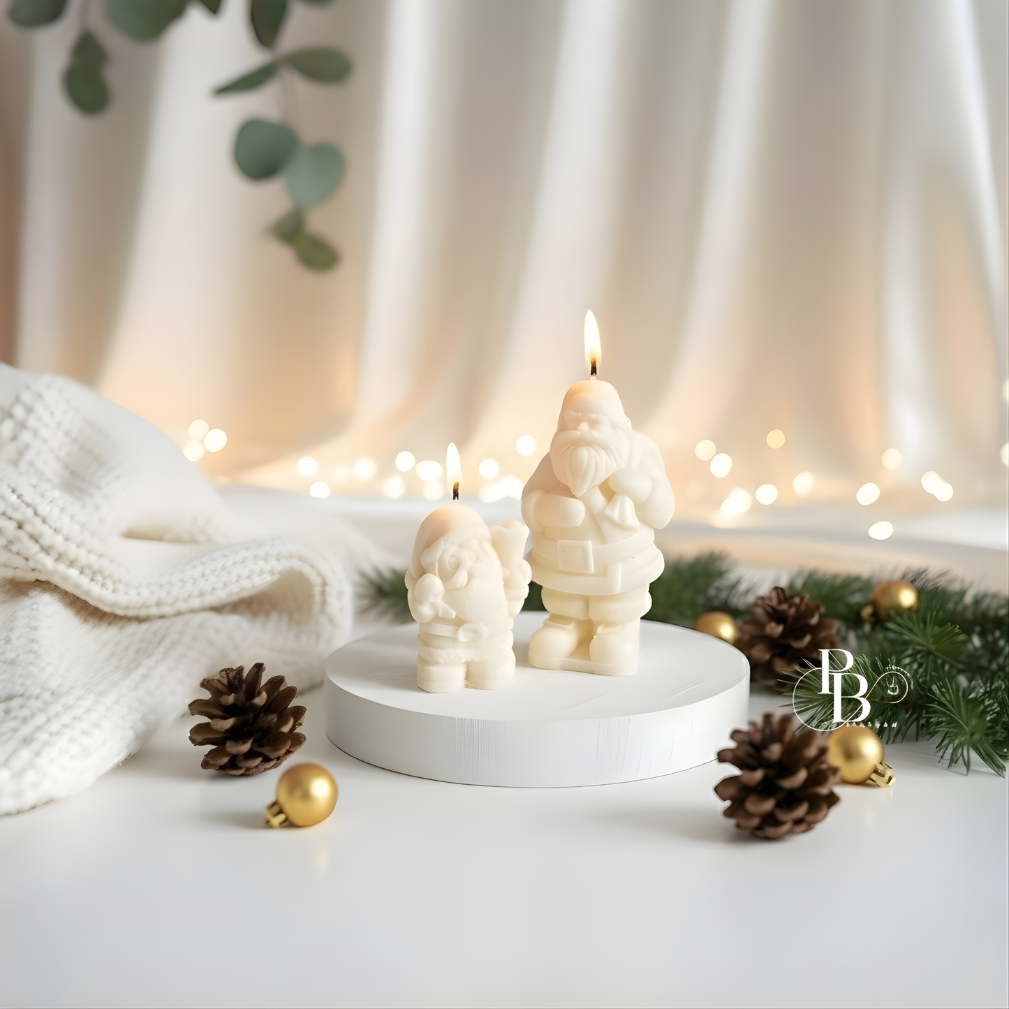 Handcrafted Santa Figurine Christmas Candles