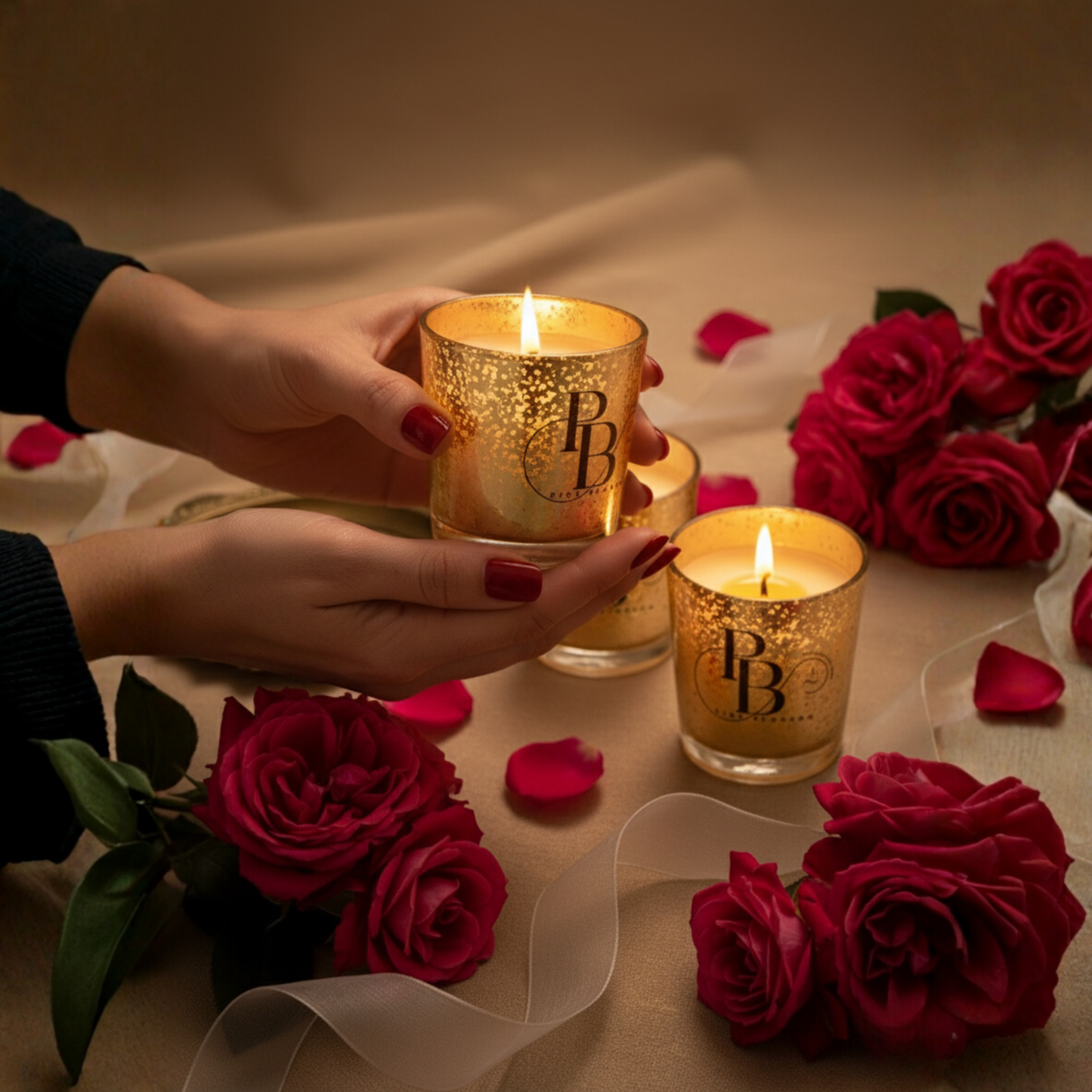 Luxury Gold Candle Set – Handmade Scented Candles for Romantic Décor & Gifting