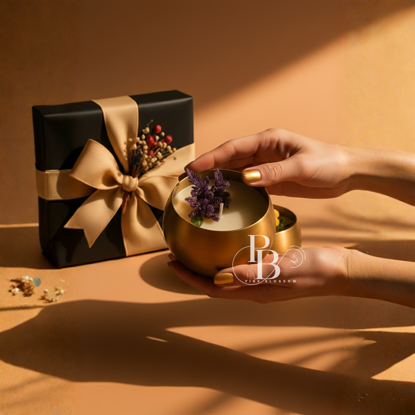 Luxury Golden Bowl Scented Candles Gift Set – Decorative Aromatherapy