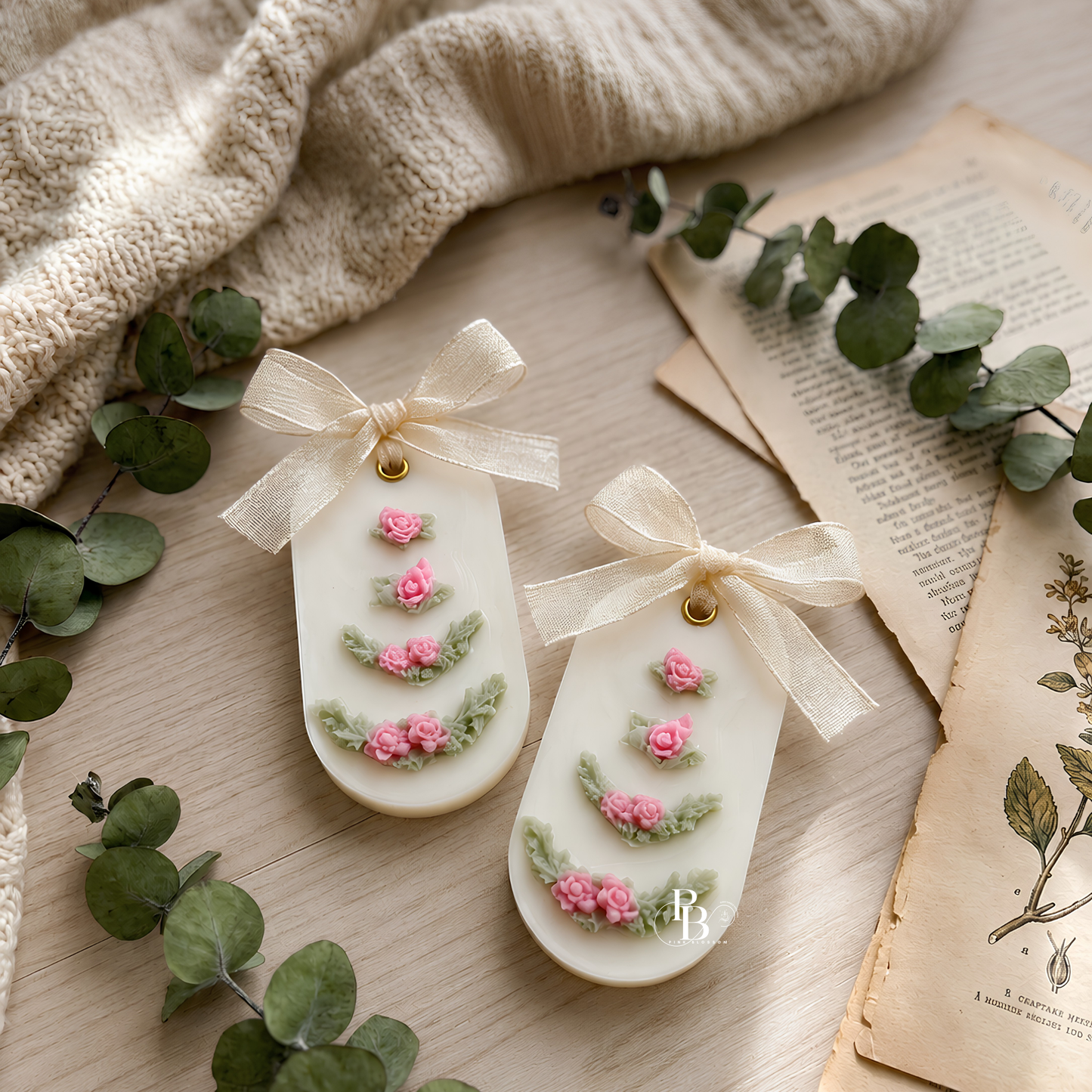 Blush Bloom Luxury Floral Wax Sachet | Handmade Scented Wax Tablet for Wardrobe, Closet & Home Fragrance