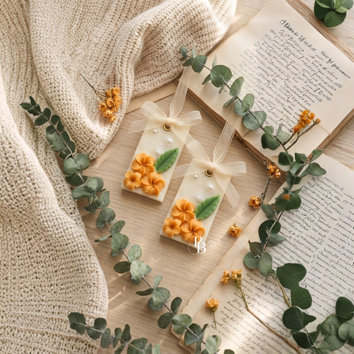 Golden Blossom Luxury Floral Wax Sachet | Handmade Scented Wax Tablet for Wardrobe, Closet & Home Fragrance