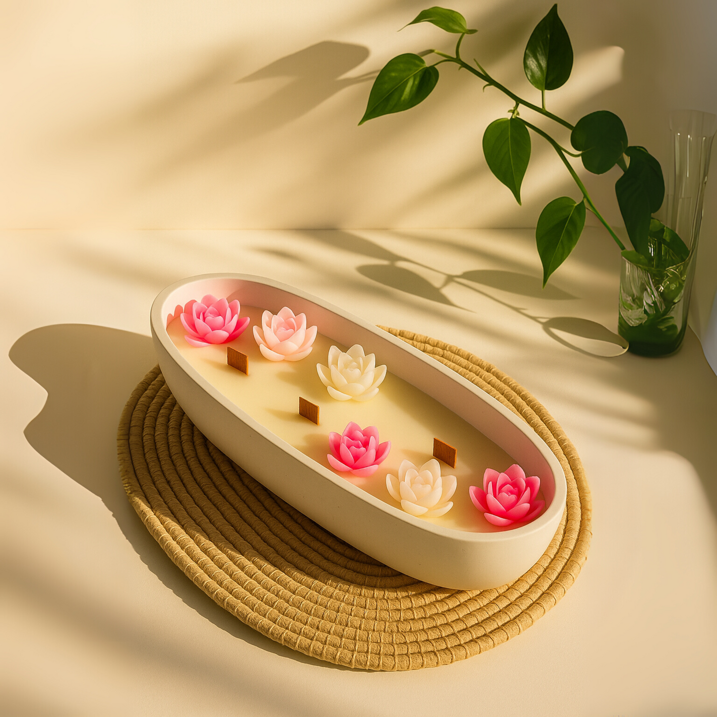 Luxury Lotus Flower Candle Bowl – Handcrafted Decorative Soy Wax Candle