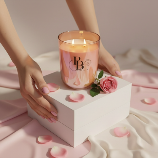 Luxury Glow Candle – Handcrafted Pink Blossom Candle with Romantic Floral Aroma