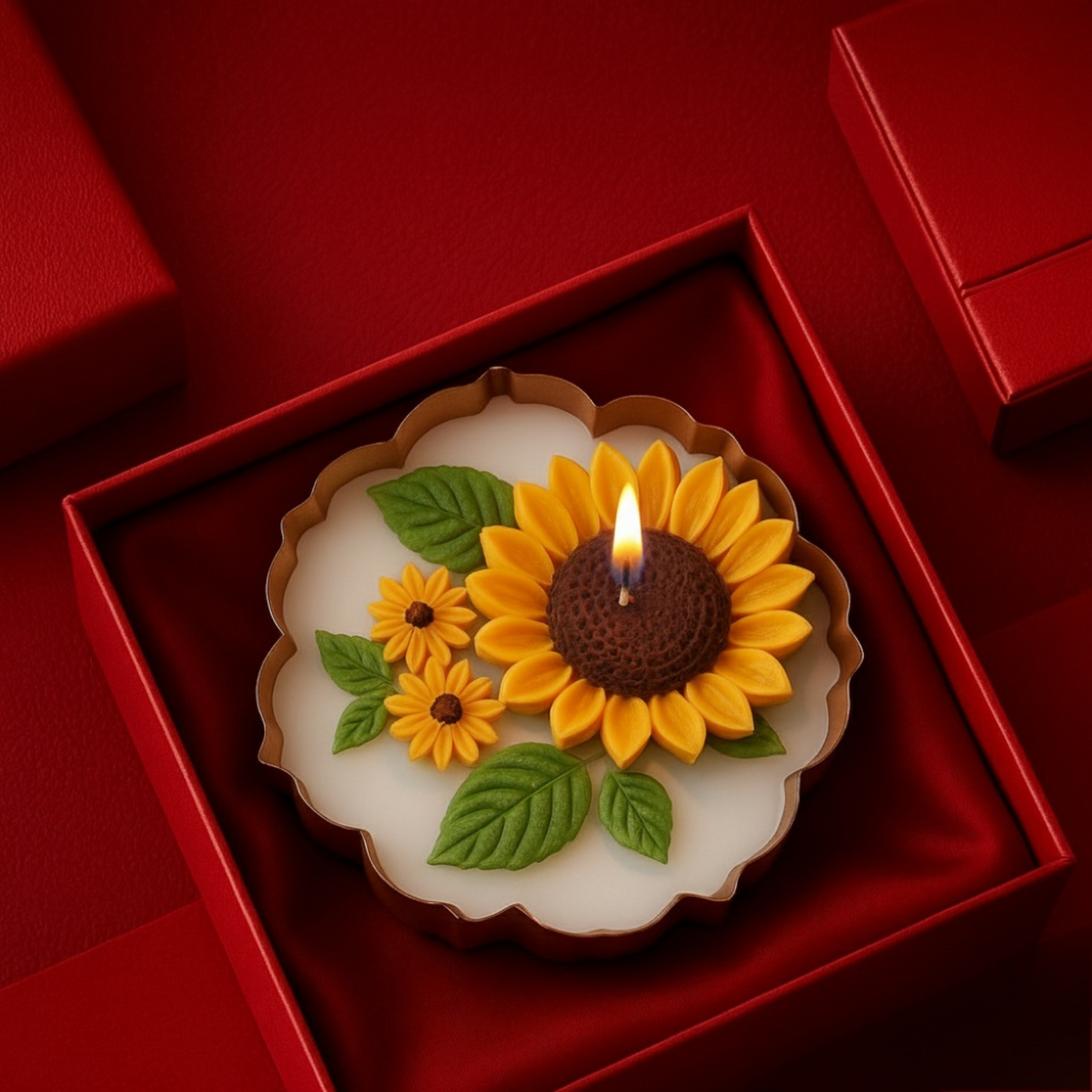 Luxury Sunflower Candle – Handcrafted Floral Candle