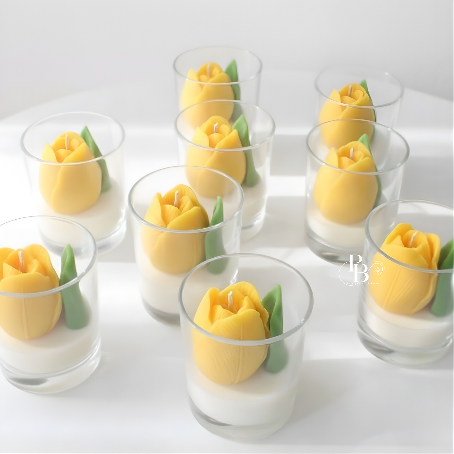 Yellow Tulip Shot Glass Candles (Pack of 4)