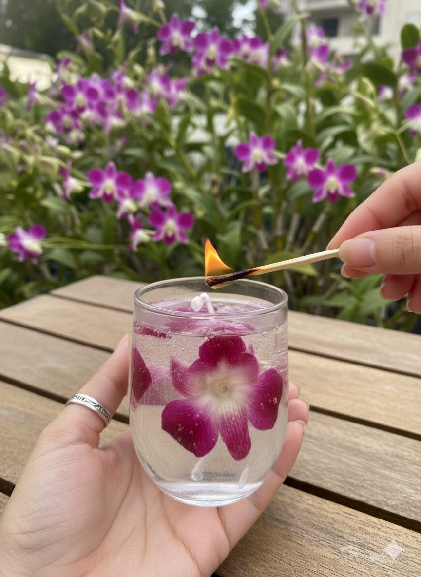 Luxury Orchid Blossom Glass Candle