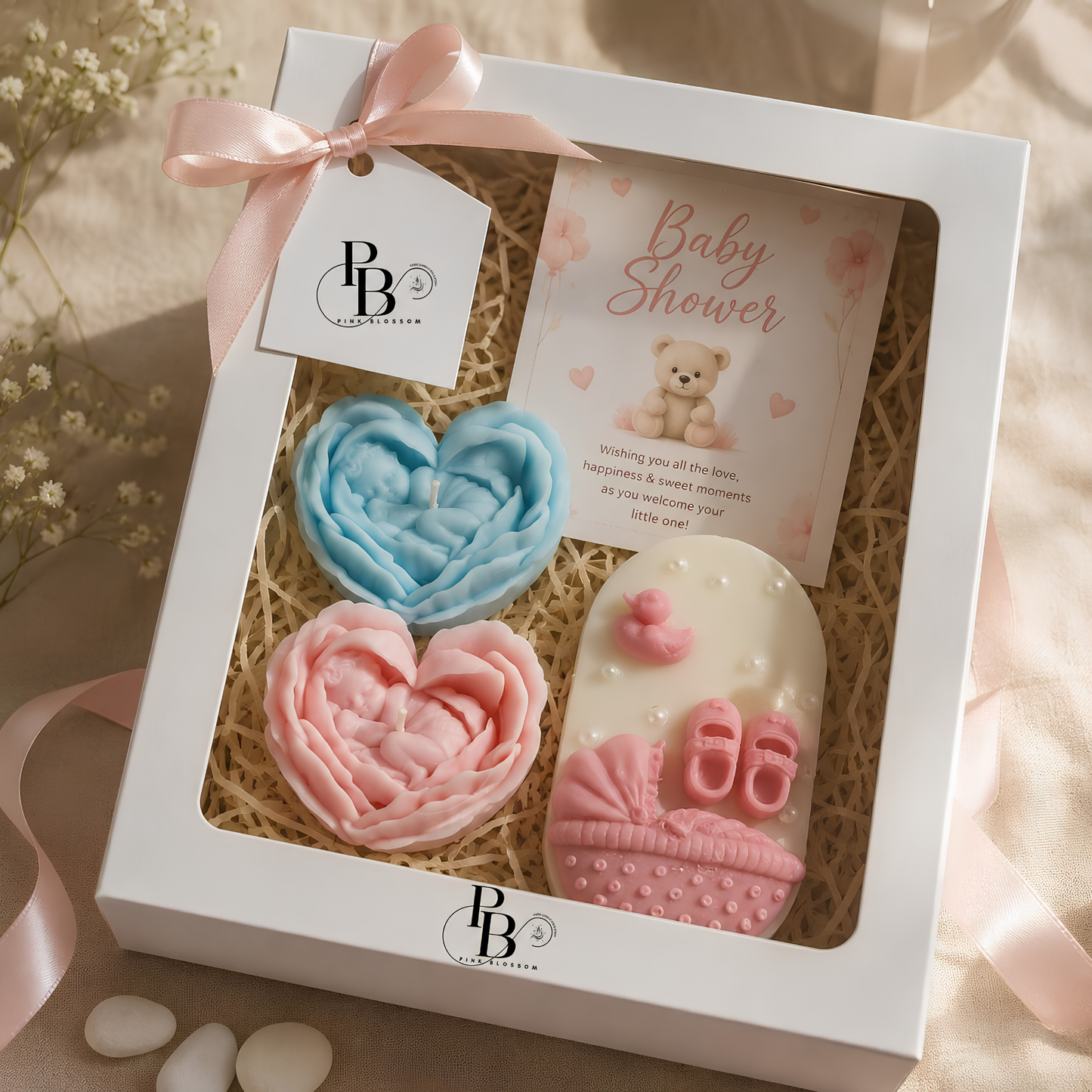 Tiny Dreams Luxury Baby Shower Gift Hamper | Handmade Soy Wax Candle Gift Box for Mom-to-Be, Newborn & Baby Welcome Celebration