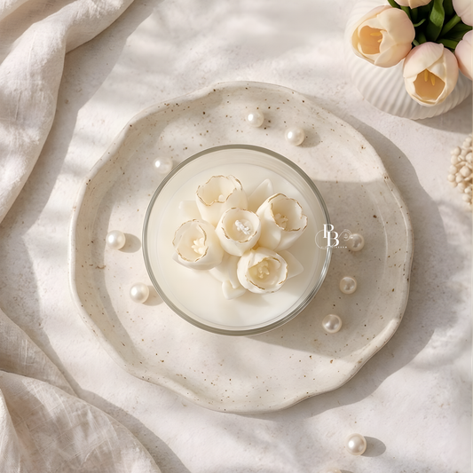 Luxury Handmade Tulip Bouquet Candle in Glass | Aesthetic Decorative Scented Candle for Home Décor & Gifting