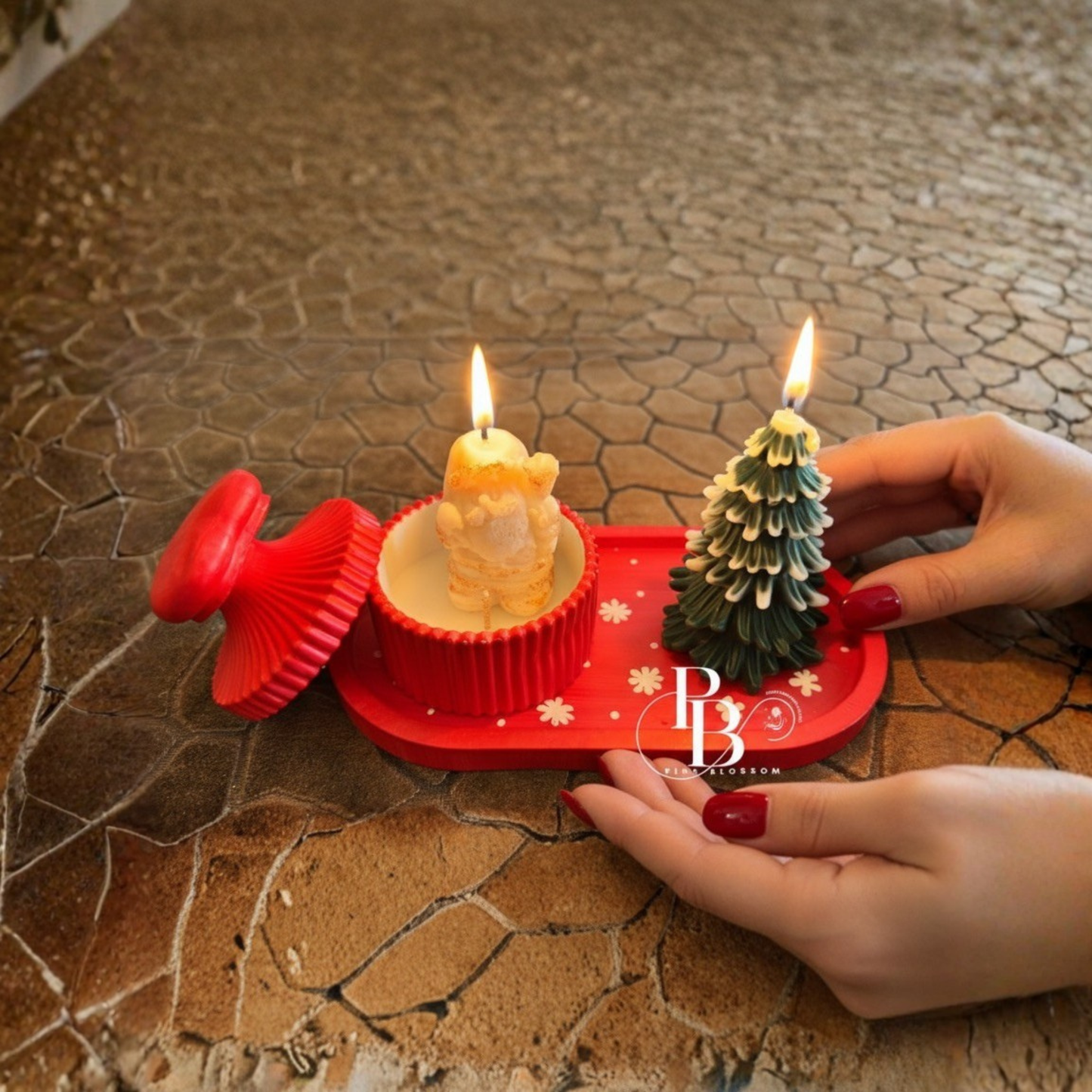 Christmas Special Santa & Pine Tree Candle Set | Festive Scented Décor Gift by Pink Blossom