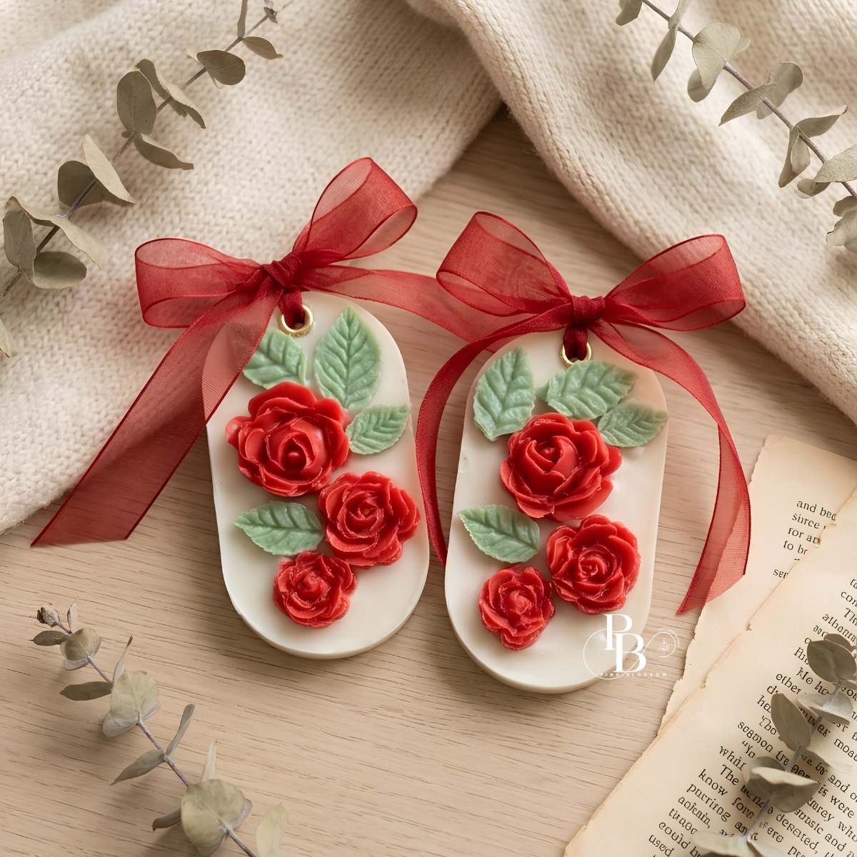 Crimson Rose Aroma Sachet⢠| Handmade Floral Soy Wax Sachet for Wardrobe, Closet & Home Fragrance | Luxury Rose Freshener