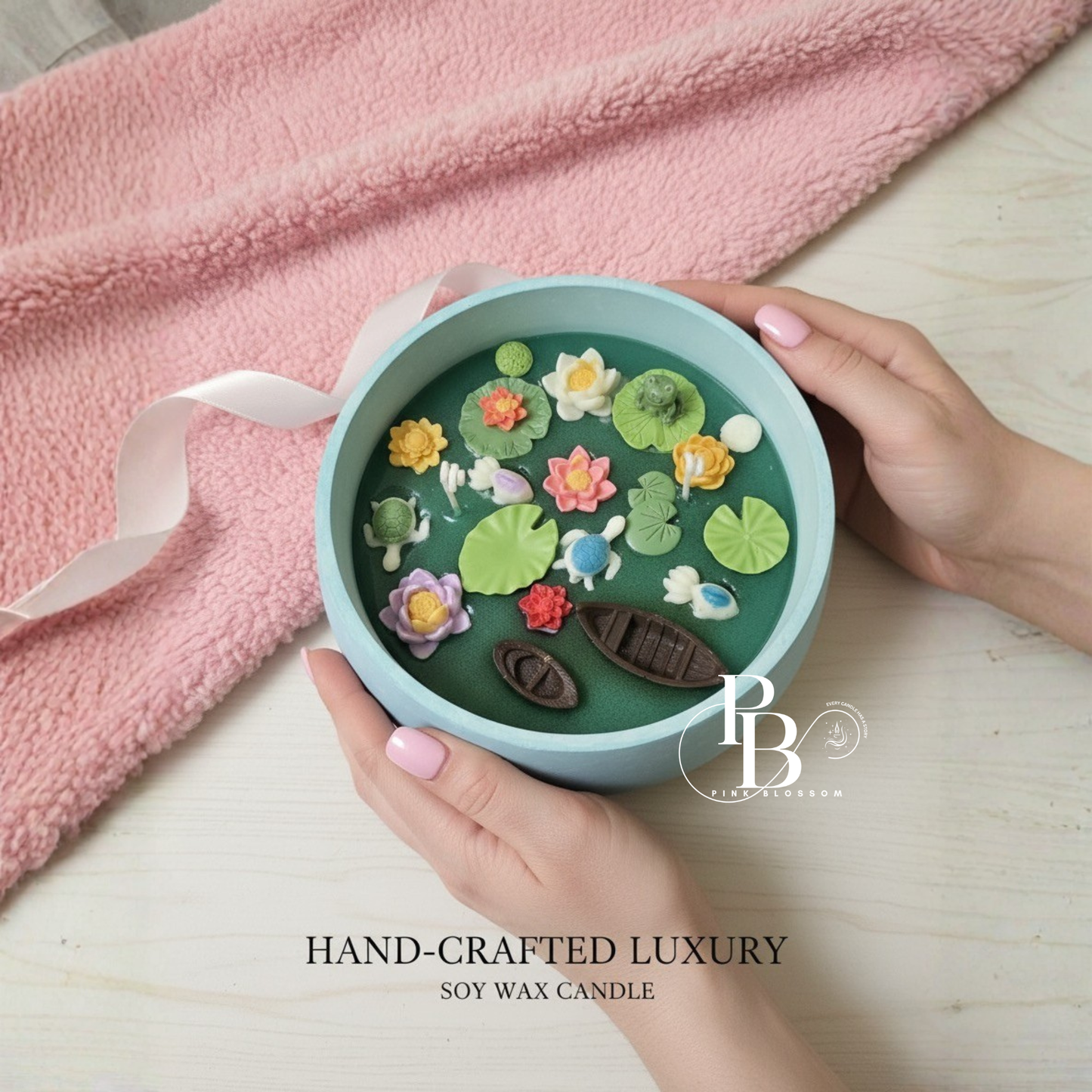 Handcrafted Lotus Pond Candle