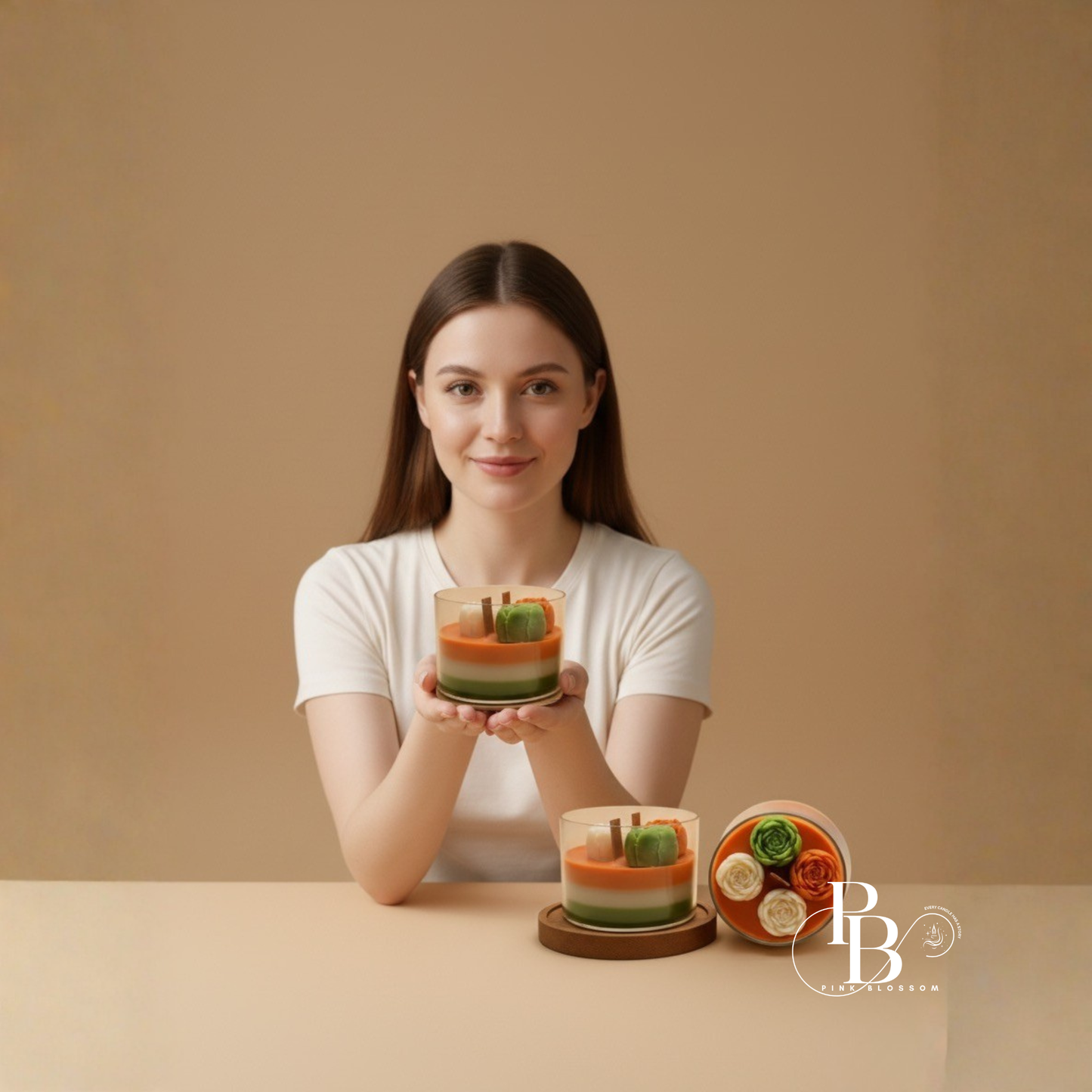 Tricolor Floral Soy Candle