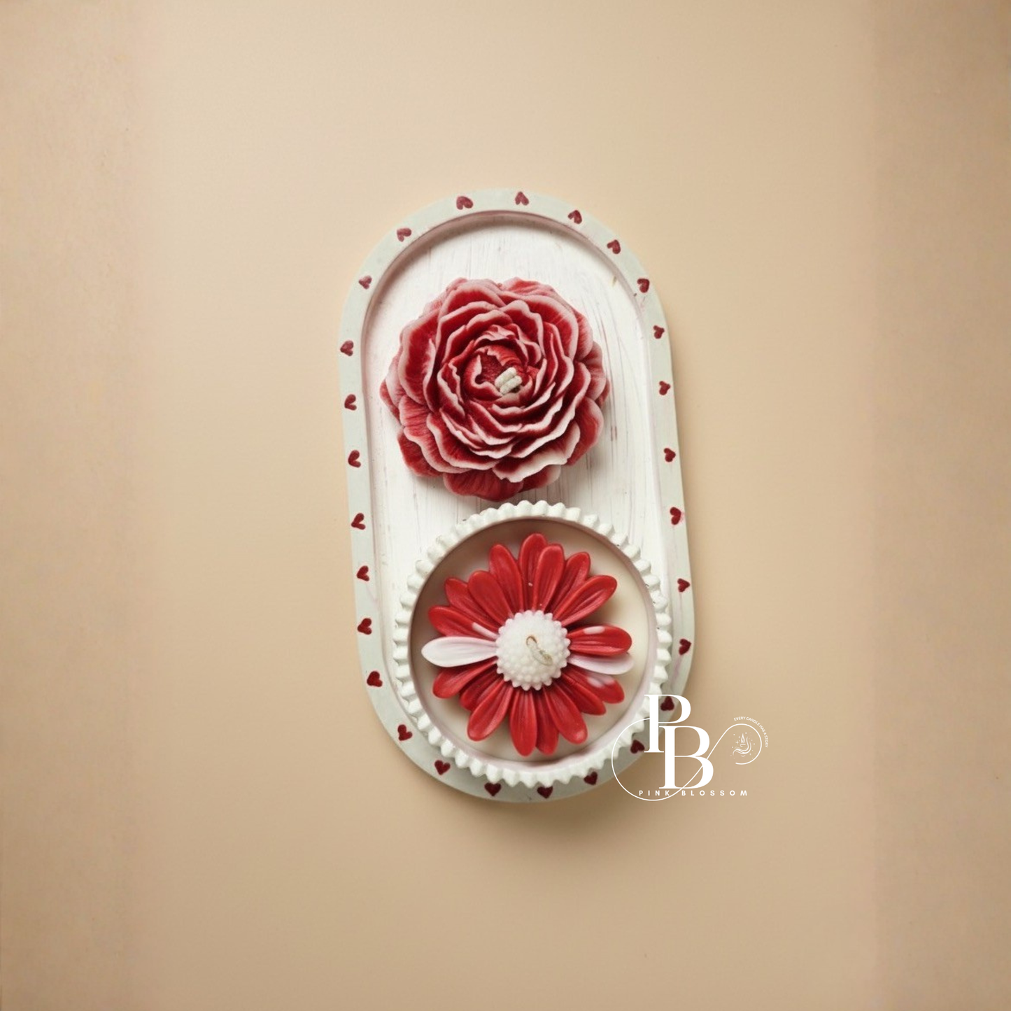 Luxury Floral Candle Duo – Rose & Daisy Design