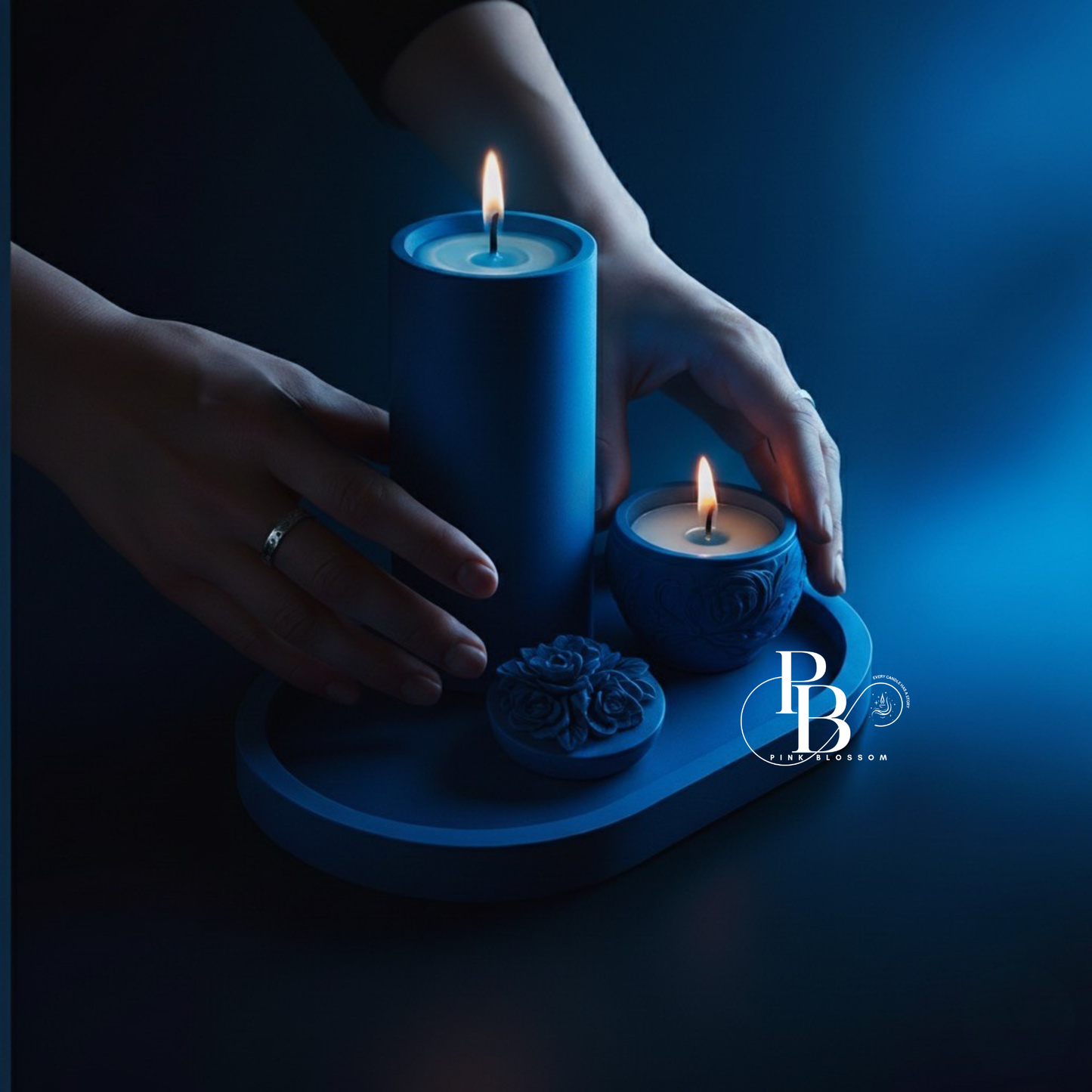 Luxury Midnight Blue Candle Set