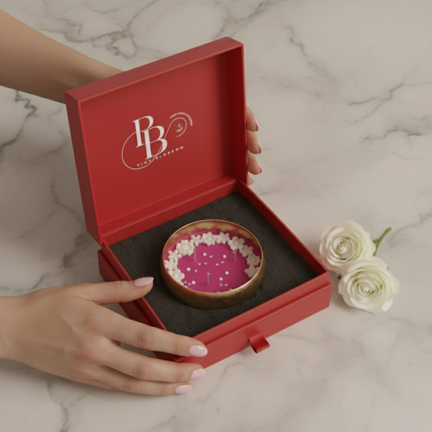 Luxury Pink Floral Candle | Handmade Scented Candle by Pink Blossom