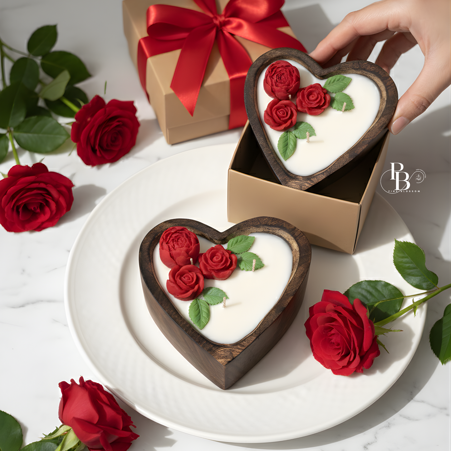 Luxury Heart-Shaped Rose Candle | Handmade Soy Wax Romantic Gift for Valentine, Anniversary & Premium Gifting