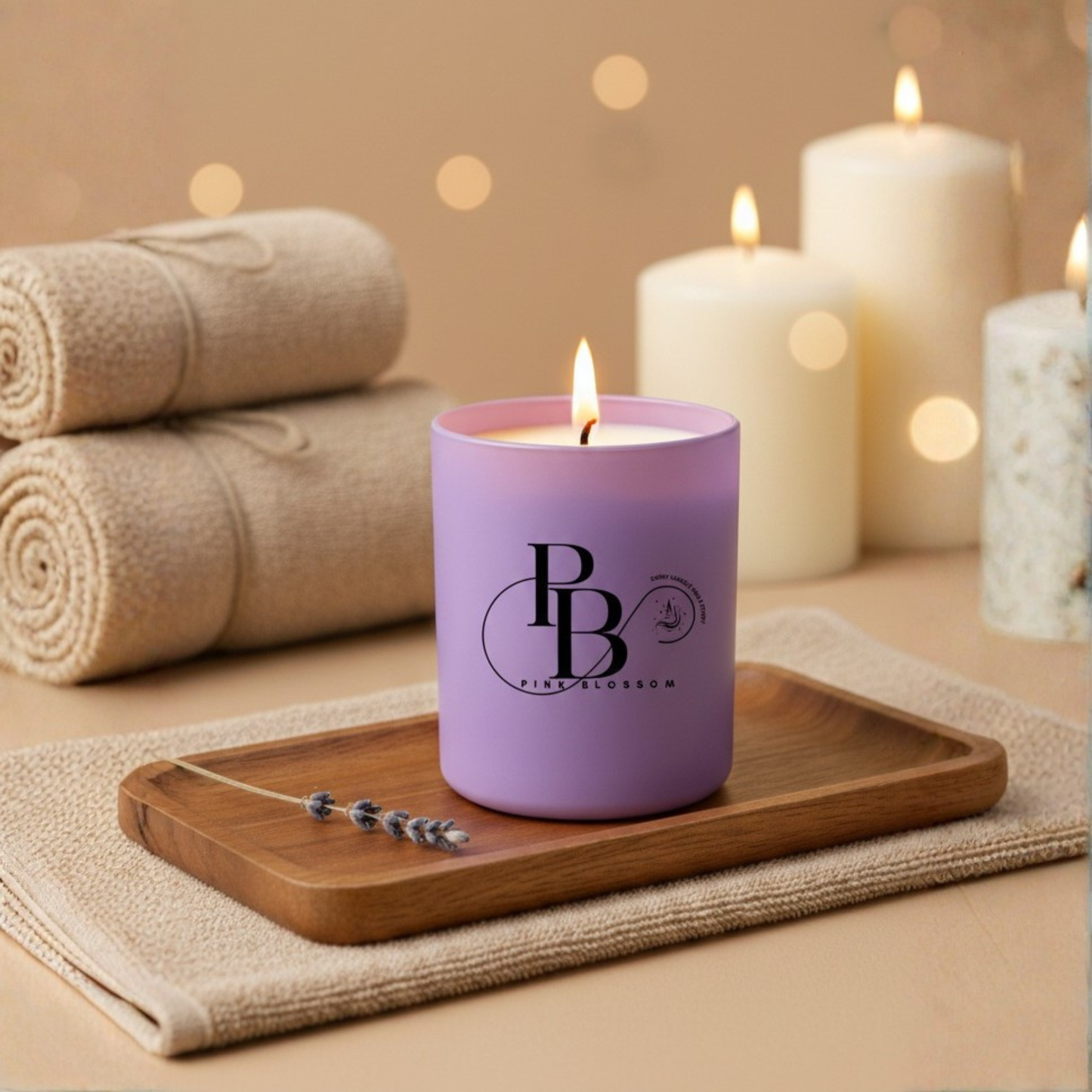 Luxury Aromatherapy Candle by Pink Blossom – Hand-Poured Soy Wax Jar Candle for Home Décor & Spa