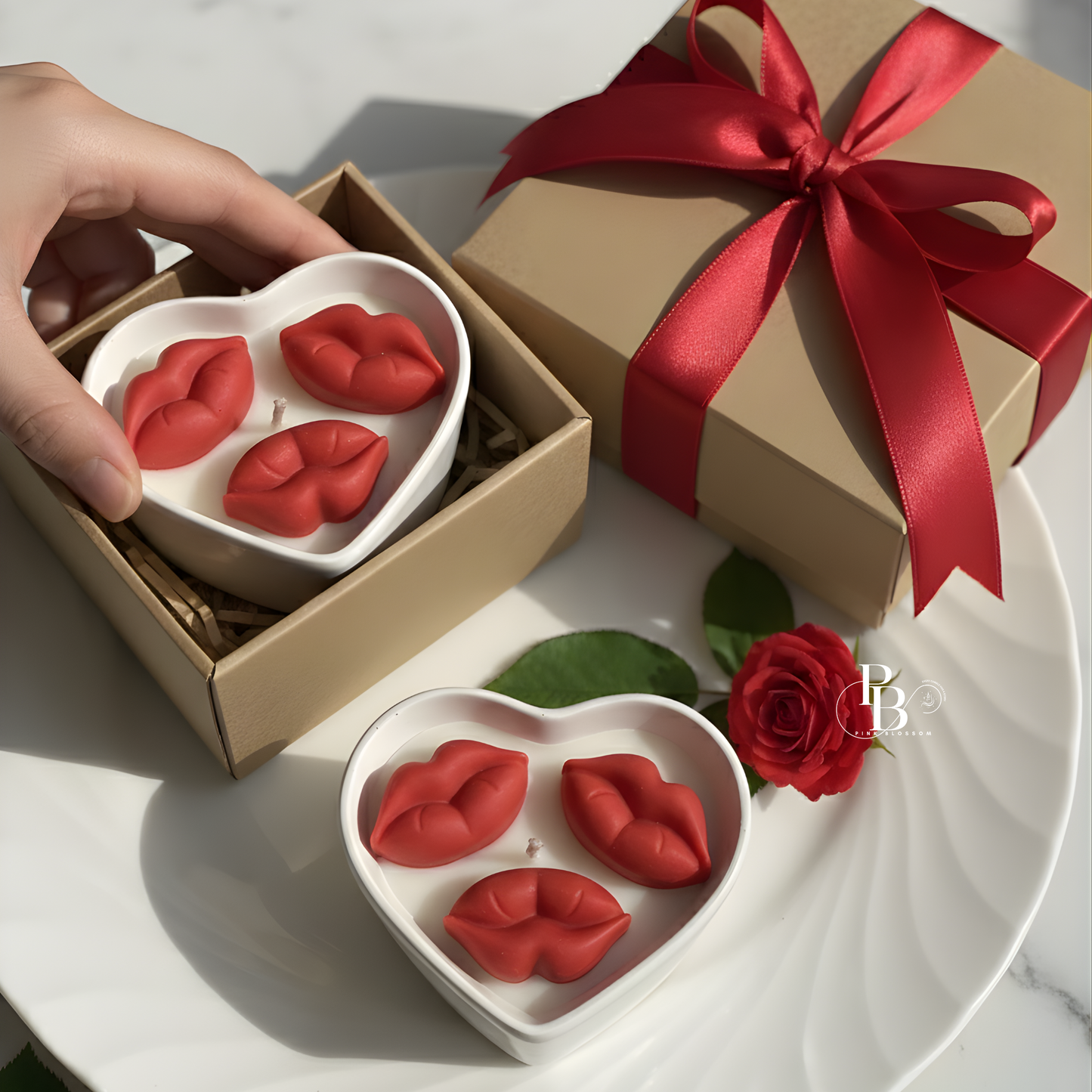 Romantic Heart Lip Candle Set