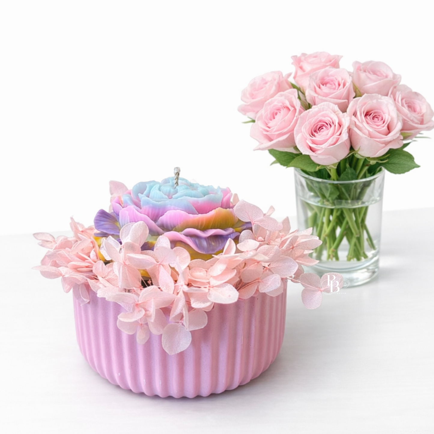 Peony Rose Flower Candle
