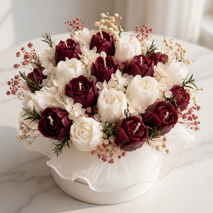 Velvet Ivory Bloom™ Candle Bouquet