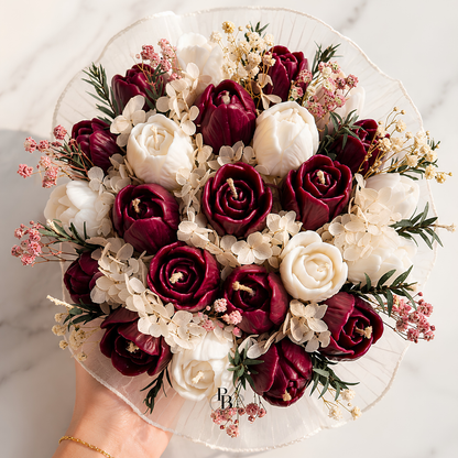 Velvet Ivory Bloom™ Candle Bouquet