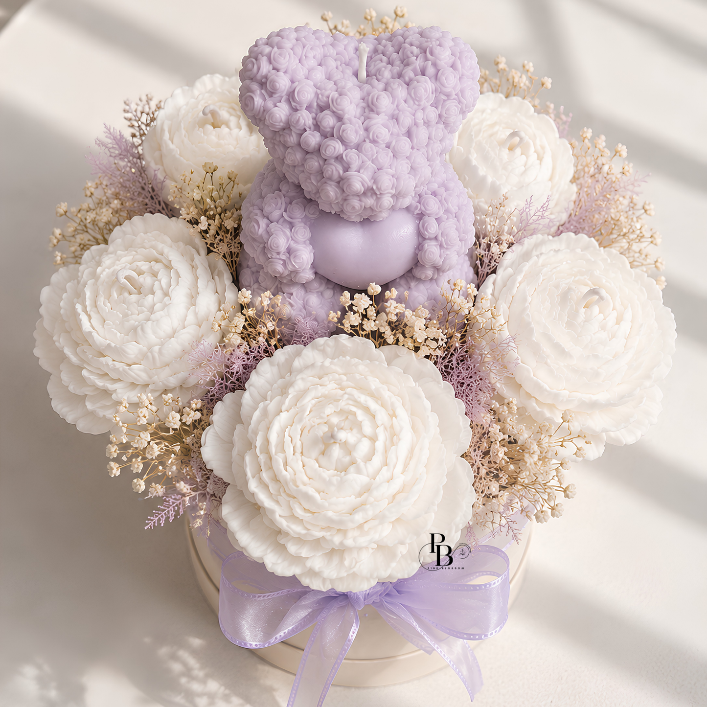 Lilac Teddy Bloom™ Candle Bouquet