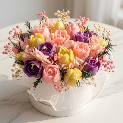 Pastel Petal Symphony™ Candle Bouquet