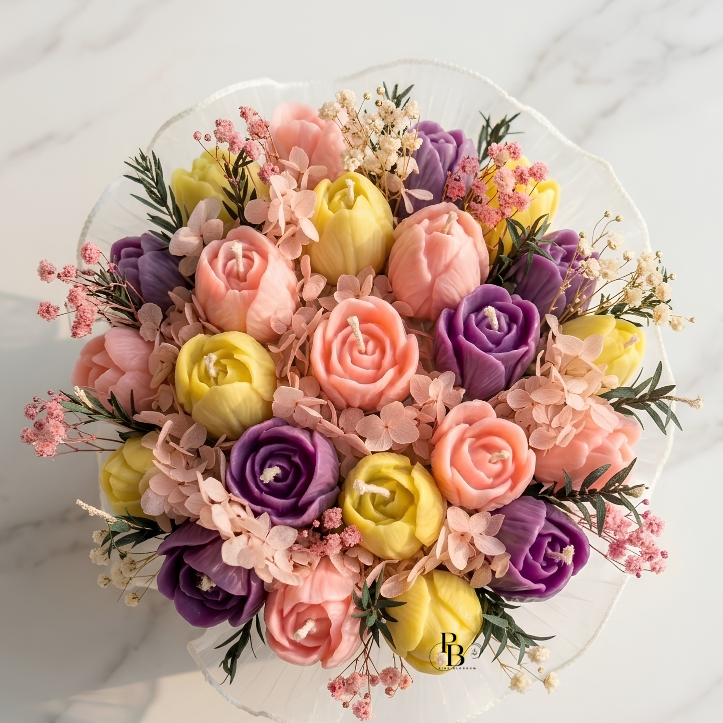 Pastel Petal Symphony™ Candle Bouquet