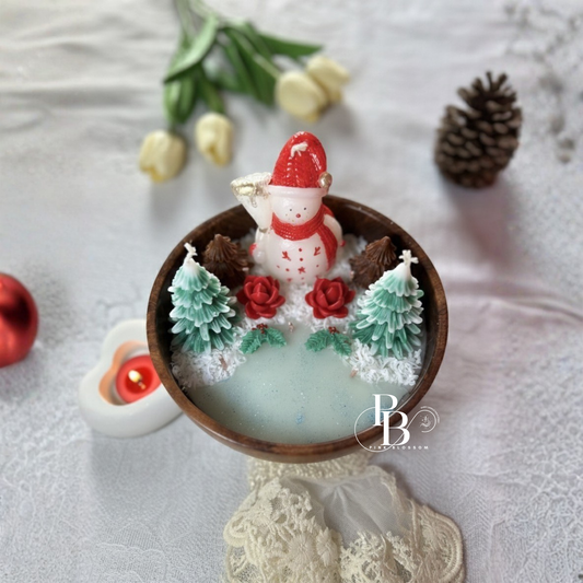Christmas Snowman Candle | Handcrafted Winter Wonderland Candle Bowl