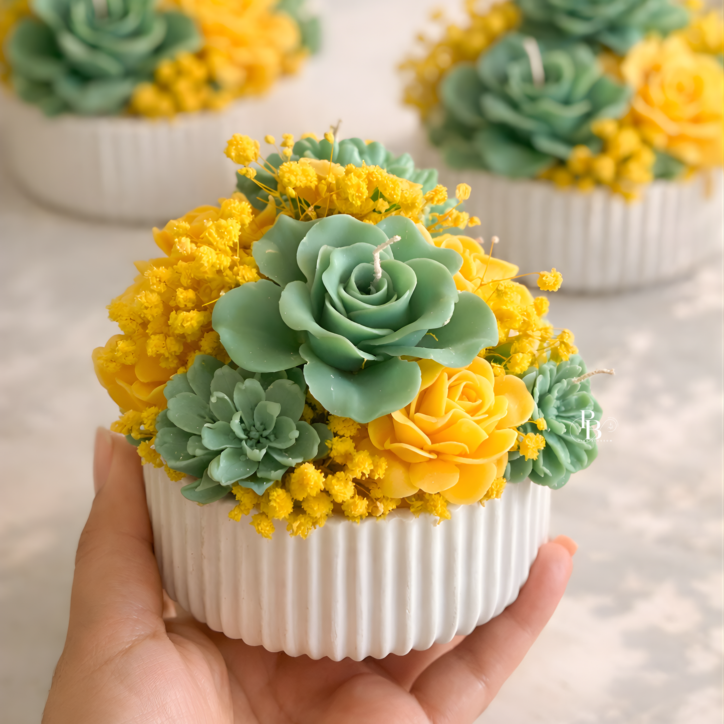 Luxury Floral Succulent Candle Bowl