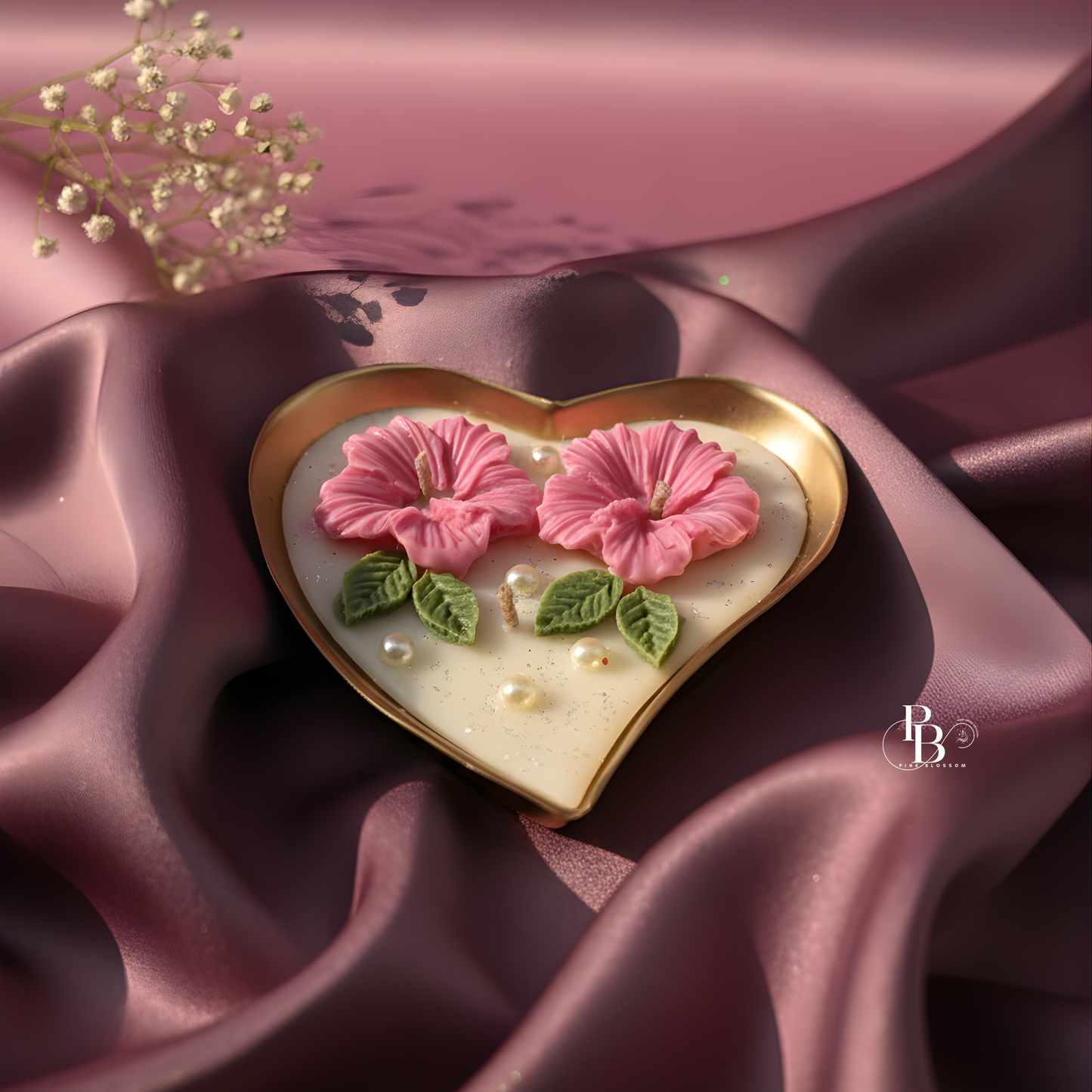 Luxury Floral Heart Urli Candle | Handcrafted Decorative Wax Candle for Home Décor & Gifting