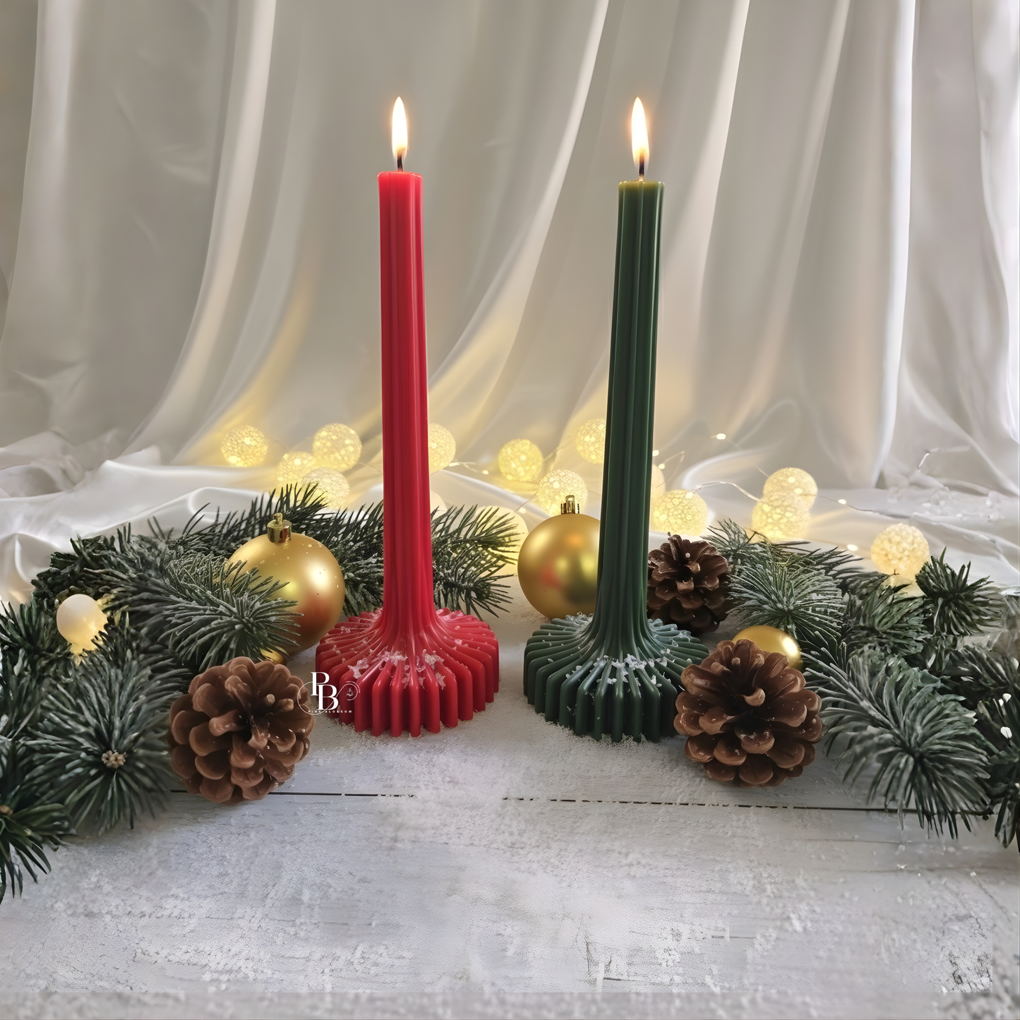 Christmas Red & Green Taper Candles