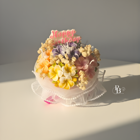 Luxury Periwinkle Floral Bouquet Candle | Handmade Soy Wax Flower Candle for Gifting & Home Décor