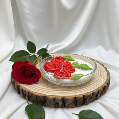 Valentine’s Day Rose Candle in Glass Bowl