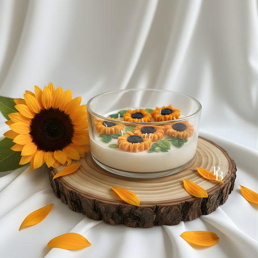 Sunflower Bloom Luxury Candle | Handmade Floral Wax Candle for Home Décor, Gifts & Relaxation