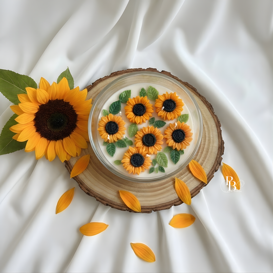 Sunflower Bloom Luxury Candle | Handmade Floral Wax Candle for Home Décor, Gifts & Relaxation