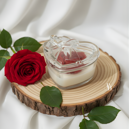 Luxury Heart-Shaped Rose Candle in Glass Jar | Valentine’s Day Romantic Gift
