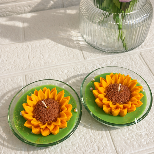 Sunflower Floral Bowl Candle – Handmade Decorative Flower Candle | Luxury Scented Gift Candle for Home Decor