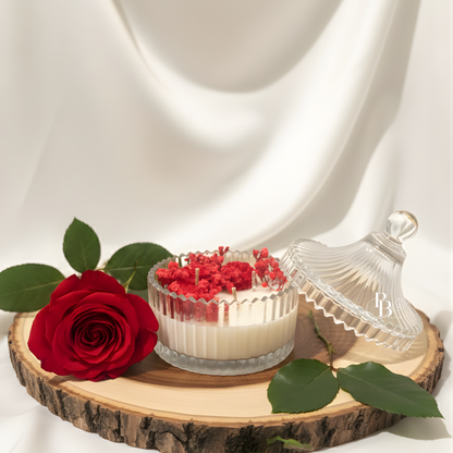 Luxury Red Rose Floral Candle in Glass Jar