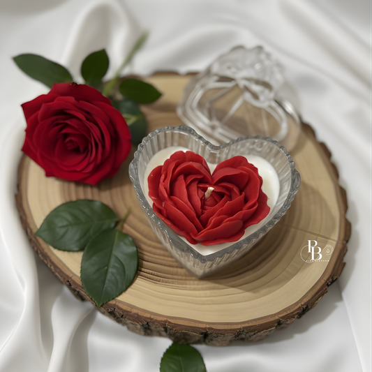 Luxury Heart-Shaped Rose Candle in Glass Jar | Valentine’s Day Romantic Gift