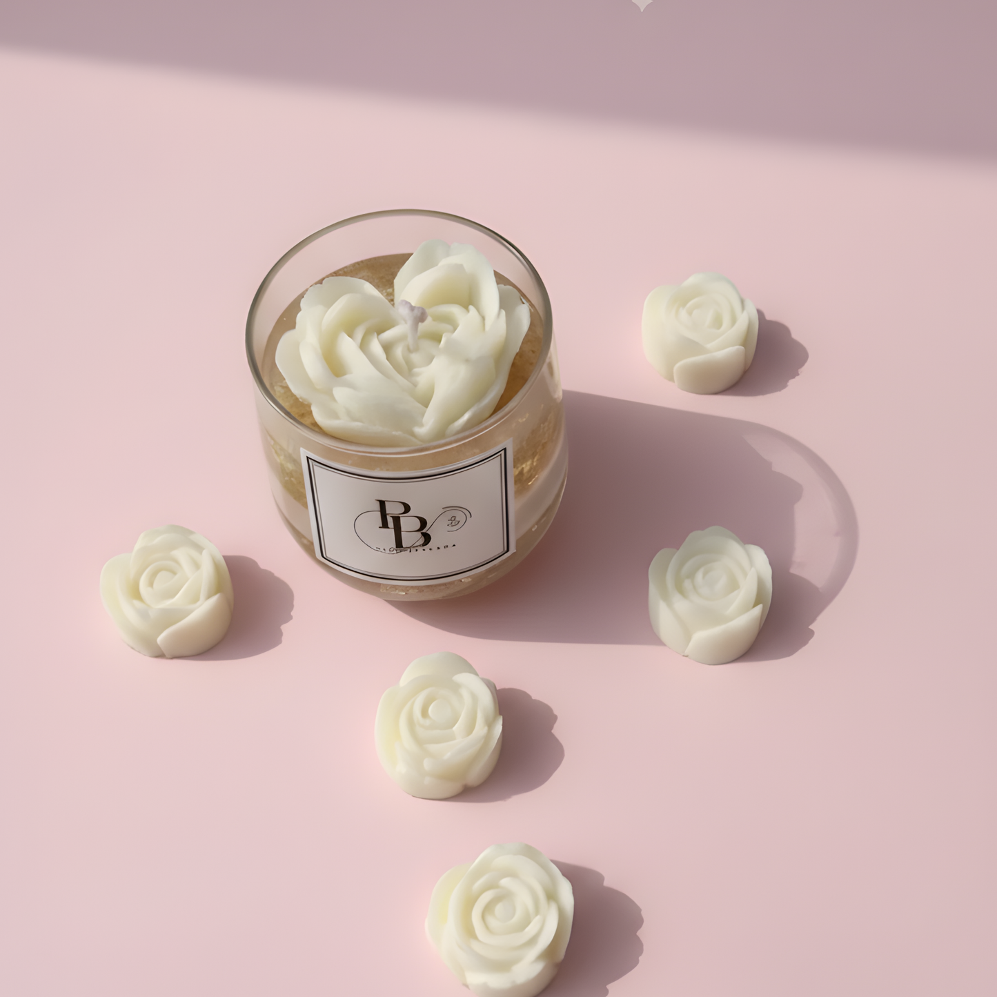 Luxury Handmade Floral Soy Candles  | Elegant Rose Design, Gold Detailing, Natural Fragrance