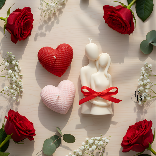 Romantic Couple Candle Gift Set with Heart Candles