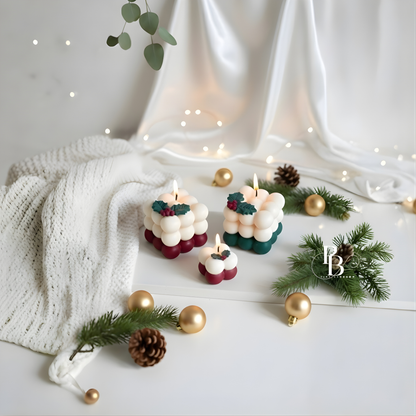 Handmade Christmas Bubble Candle Set