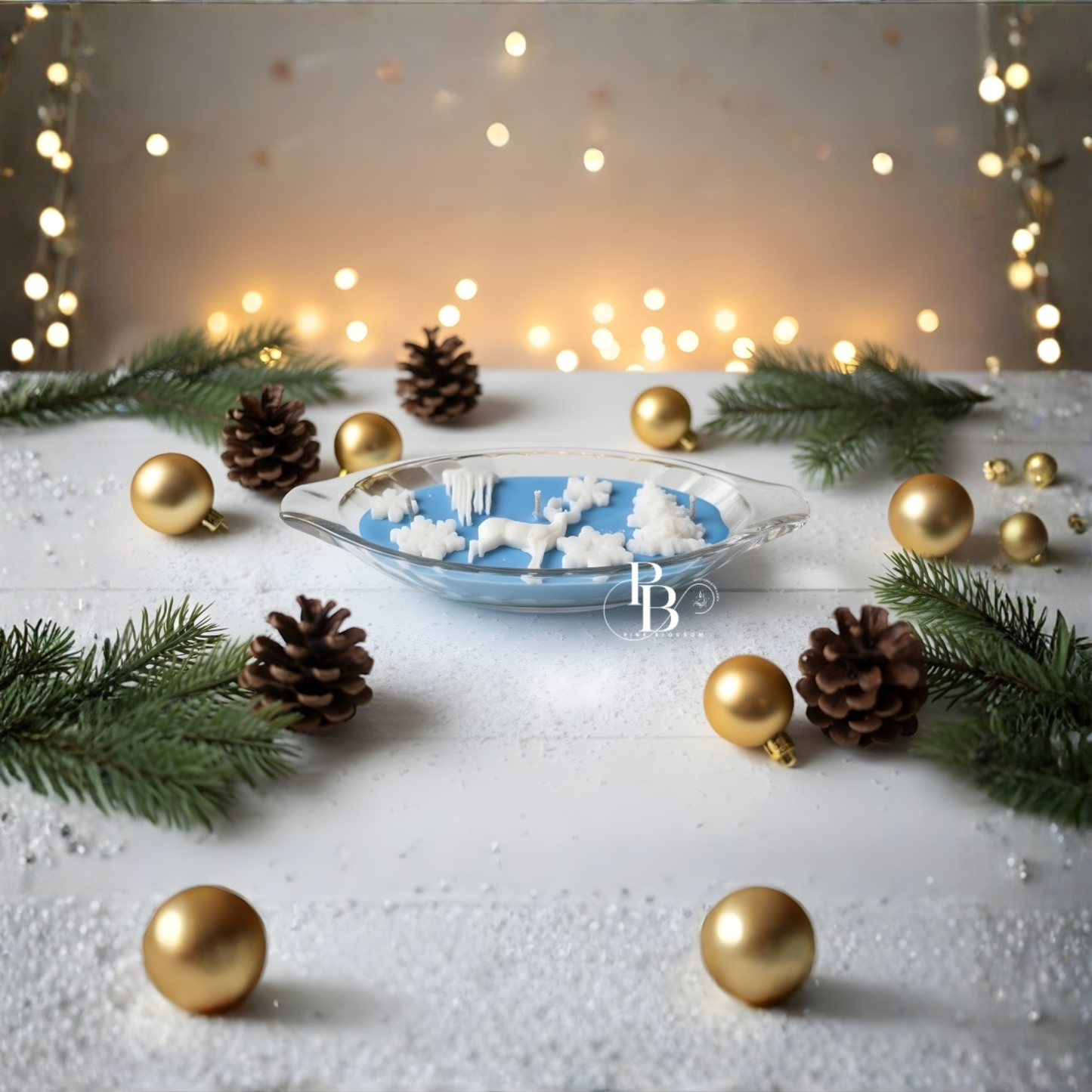 Frosted Reindeer Christmas Candle