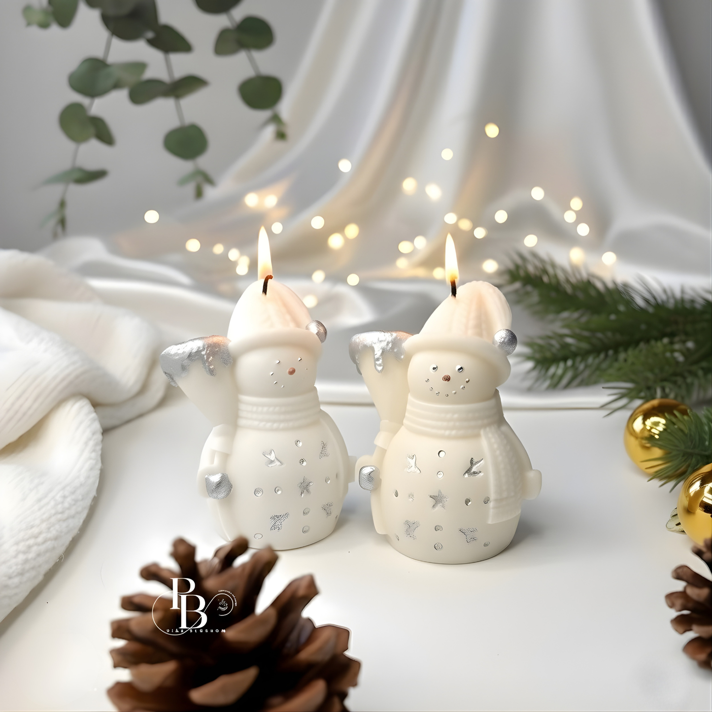 Snowman Christmas Candle