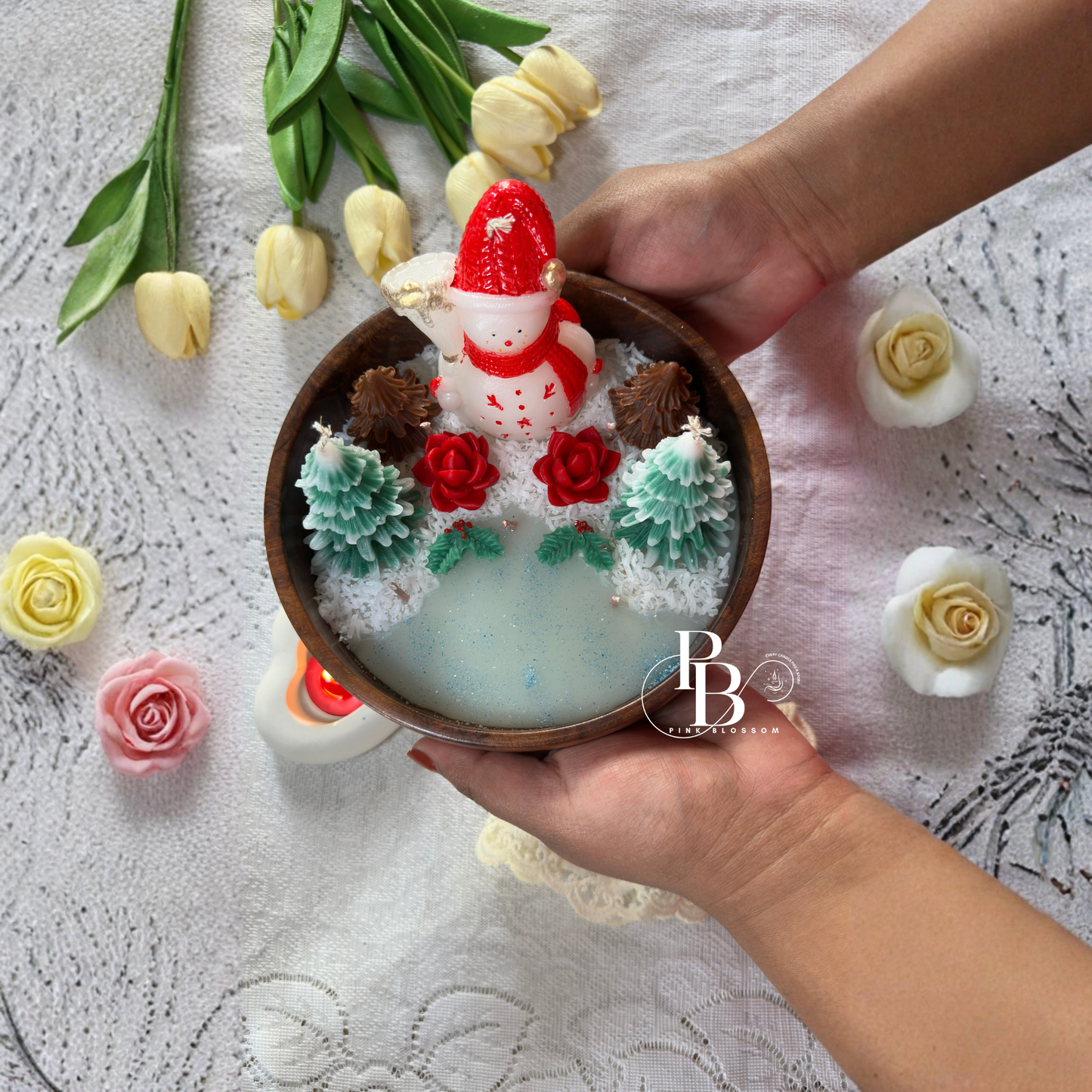 Christmas Snowman Candle | Handcrafted Winter Wonderland Candle Bowl